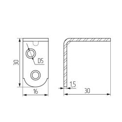 Уголок 30х30х16х1.5 ЦБ с ребром жесткости КУ30 (1530) Чертеж