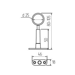 Держатель трубы d25 регулируемый сквозной, хром, гальваника  Чертеж