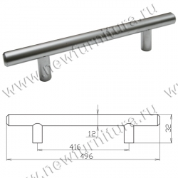 Ручка-рейлинг d=12 mm 416/496, мат.хром 