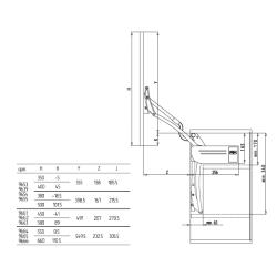 Вертикальный подъемный механизм FGV (59.0VLT.A9.M30.0000)AERO LOFT M30 H450-580 (8-10.3KG) Схема установки