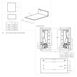 Комплект выдвижного ящика Unihopper Mental box - 2  400 мм, серебро с рейлингом универсальной высоты. Присадочные размеры