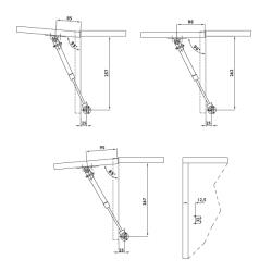 Газлифт FGV на 6 кг Aerolift с доводчиком (595K100606X3000) Схема установки