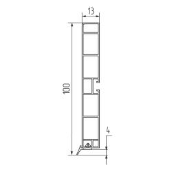 Кухонный цоколь H100мм L4м, пластик, алюминий шлифованный Чертеж