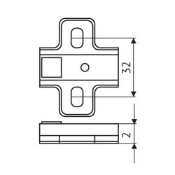 Площадка FGV H=2 Integra 2-Ways под саморез Чертеж