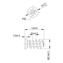 Евровинт 6.3x13 с потайной головкой Чертеж