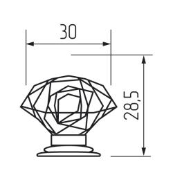 Ручка-кнопка H07, кристалл d=30 mm Чертеж