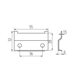 Крепежная планка VI, 55x28x1.5 мм, сталь, оцинкованная (Польша) Чертеж