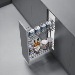 Выдвижная корзина UNIHOPPER 160Х490Х585  левая  в базу 200мм, серая, с доводчиком