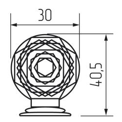 Ручка-кнопка H06, кристалл d=30 mm Чертеж