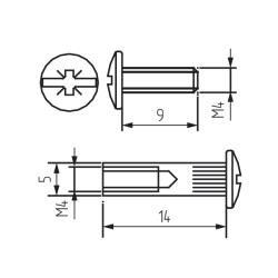 Межсекционная стяжка металл D=5 . L=16 Чертеж