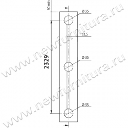 Корректор фасада врезной TN101, регулировка посередине 2329mm