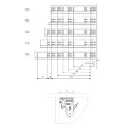 Шариковые направляющие скрытого типа 500мм Clip-on полного выдвижения push to open, с 3D регулирлвкой Схема установки