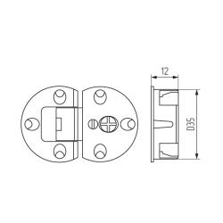 Петля секретерная  d 35 * h 12 , никель 50138 Чертеж