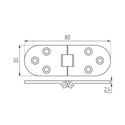 Петля секретерная  L 80 * W 30, хром 50141 Чертеж