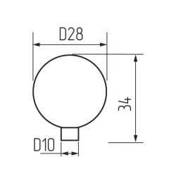 Ручка-кнопка H73, черная d=28 мм Чертеж