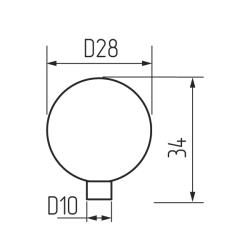 Ручка-кнопка H73, черная d=28 мм Чертеж