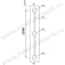 Корректор фасада врезной TN101, регулировка посередине 2598mm