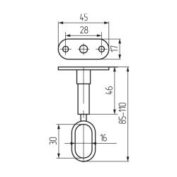 Держатель овальной трубы регулируемый сквозной, хром, гальваника  Чертеж