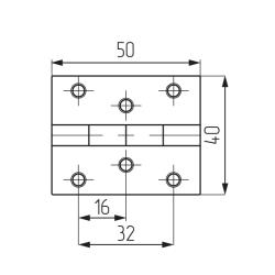 Петля карточная 50х40 (никель) - Россия Чертеж