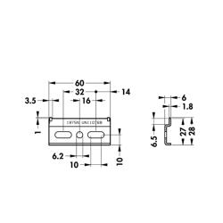 Крепежная планка Н=26 L=60 875ACZ10060 Чертеж