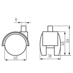 Колесная опора с резьбой d=40, M8x15 Чертеж