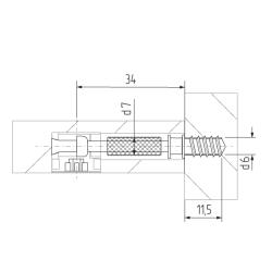 Шток эксцентрика 8х34  (саморез) FGV Италия  Схема установки