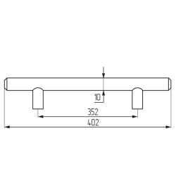 Ручка-рейлинг d=10 mm 352, мат.хром Чертеж