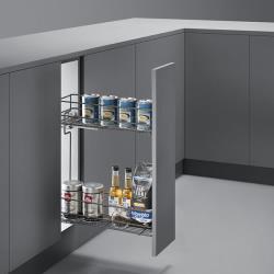 Выдвижная корзина UNIHOPPER 110Х465Х510  правая  в базу 150мм, с разделителями, серая, с доводчиком