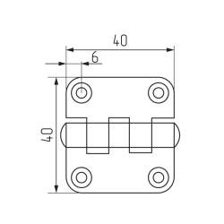 Петля карточная 40х40, цинк (ПН5-40)-(HYL4040) Чертеж