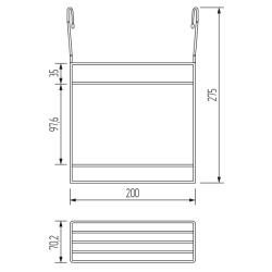 Полка для специй CWJ203М-3 ALBA 200x90x275мм Чертеж