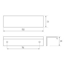 Ручка-скоба H65-96/150, черный  Чертеж