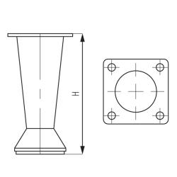 Опора 19228.050C, конус, h-51-60мм, хром Чертеж