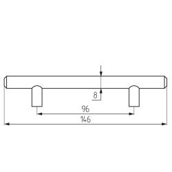 Ручка-рейлинг d=8 mm 096, мат.хром Чертеж