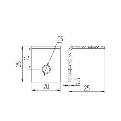 Уголок 25х25х20 ( Россия )  - аналог  4991 Чертеж