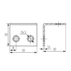 Уголок 30х30х30 ( Россия )  - аналог  3714  (1,5 мм) Чертеж