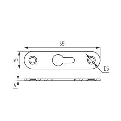 Подвеска 2 шурупа прорезь посередине СТ.168 65х15мм, толщина 1,4мм Чертеж