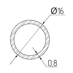 Труба d=16мм  3000х0.8мм, сталь,хром  Чертеж