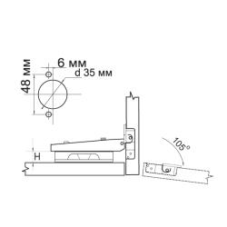 Петля накладная RDK-59ATW Clip-on с доводчиком, мягкий ход Схема установки