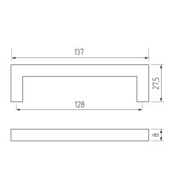 Ручка-скоба H70-128, черный  Чертеж