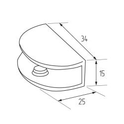 Полкодержатель для стеклянной полки толщиной 5-10мм, хром Чертеж