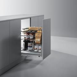 Выдвижная 3-х уровневая корзина LINA UNIHOPPER 213Х440Х525  в базу 300мм, серая, с доводчиком