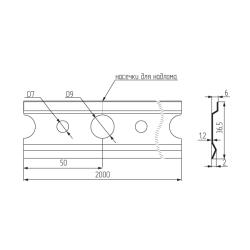 Крепежная полоса анодированная 2000 мм Чертеж