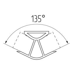 Соединение цоколя 135°(универсальное) 100мм, пластик, алюминий шлифованный Чертеж
