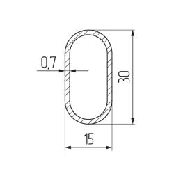 Штанга 30 х 15  3,0м сталь, овальная, хром (упаковка картонная) Чертеж
