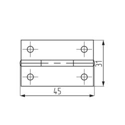 Петля карточная 45х31, латунь (50) Чертеж