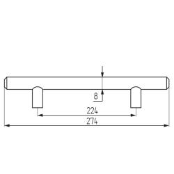 Ручка-рейлинг d=8 mm 224, хром Чертеж