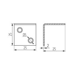 Уголок 25х25х25.толщина 2мм Чертеж