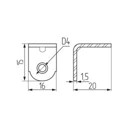 Уголок 20х20х16х1.5 ЦБ с ребром жесткости КУ20 (1520) Чертеж