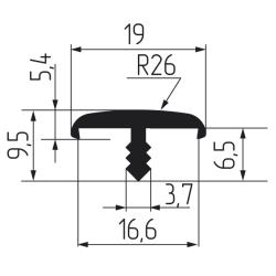 Профиль Т16-1мм гибкий, орех ЭККО (Рион) Чертеж