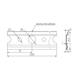 Крепежная полоса оцинкованная 2000 мм  - 1мм Чертеж